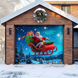 Santa's Flight Christmas Garage Door Cover