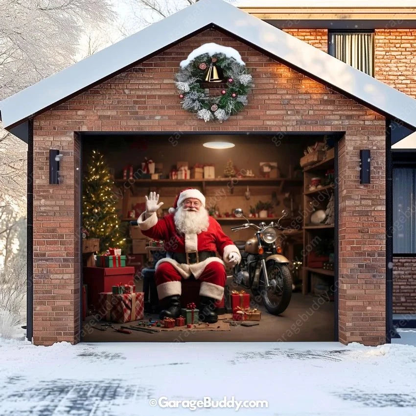 Santa's Workshop Christmas Garage Door Cover | GarageBuddy