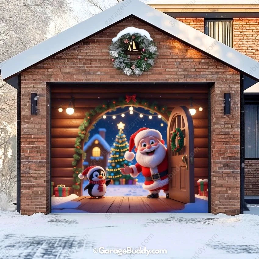 Santa's Cabin | Christmas Garage Door Cover
