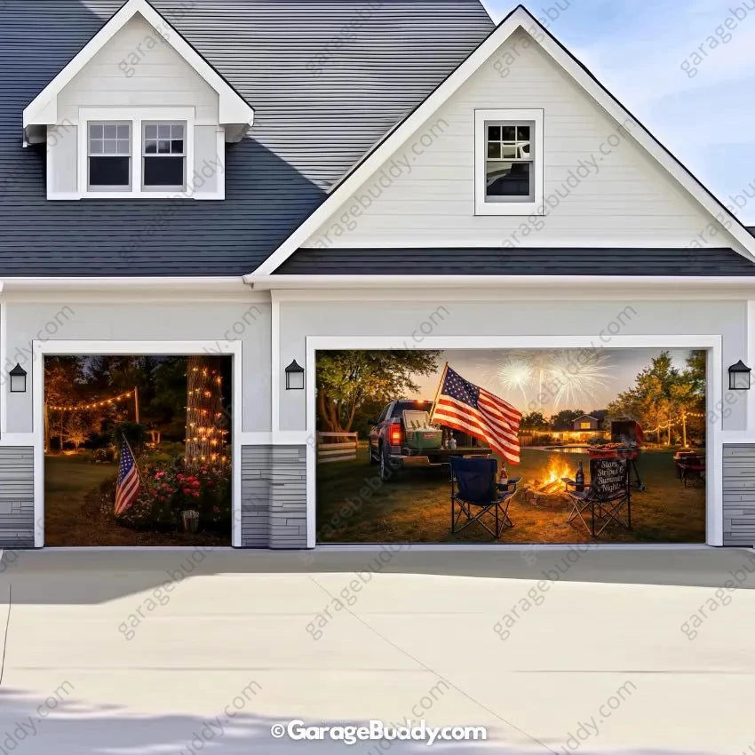Stars Stripes & Summer Nights | Patriotic Garage Door Cover - GarageBuddy patriotic