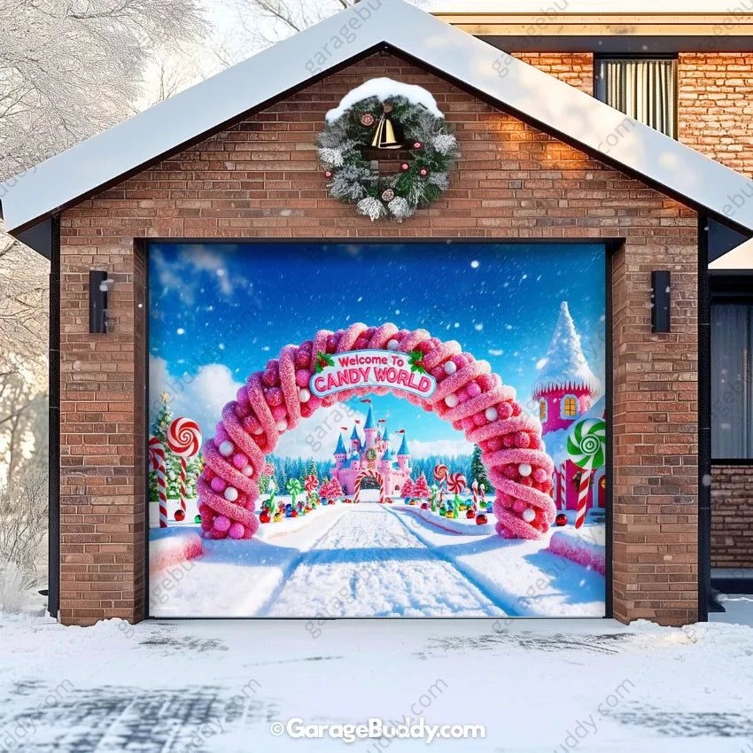 Candy World Christmas Garage Door Cover - GarageBuddy